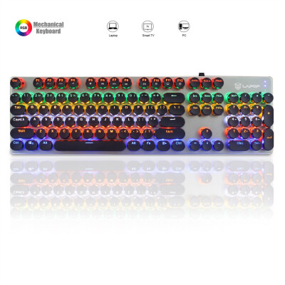 

RGB Mechanical Gaming Keyboard Retro Steampunk Typewriter Keyboard with 104 Round Keycaps for PC&Laptop