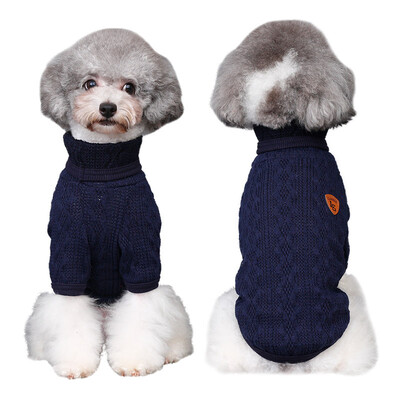 

Huayuan pets hoopet dog clothes Teddy autumn&winter high collar thick warm small dog puppies navy blue sweater M