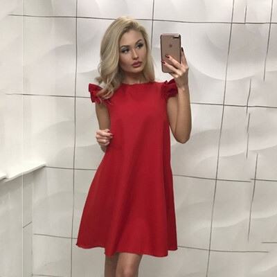 

Lovaru ™ Fashion Casual Cute Women Dress Loose Solid Short Sleeve Beach Party Dress Ukraine Style 2017 Above Knee Mini Dress