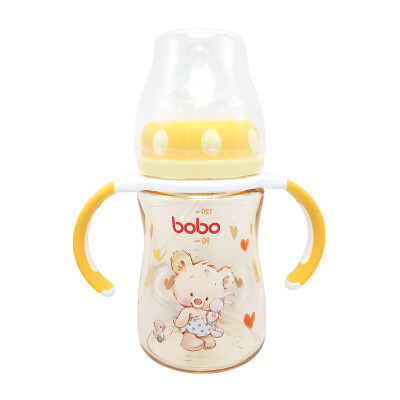 

Le Bao bobo bottle wide caliber with straw with handle baby baby PPSU bottle 160ml yellow for more than 12 months