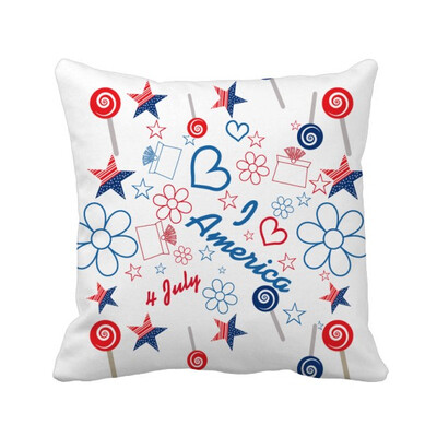 

USA Candy Flower Star Love Heart Word Square Throw Pillow Insert Cushion Cover Home Sofa Decor Gift