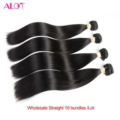 

Alot Hair Brazilian Straight Hair Weave 100gPiece Human Hair Bundles Natural Color Wholesale 10 Pcs Lot Virgin Hair 10-28 Inch