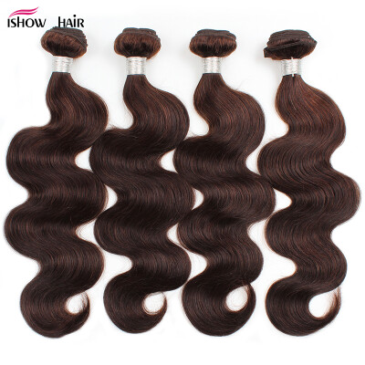 

Ishow Hair Dark Brown2# Color Brazilian Body Wave 4Bundles Virgin Human Hair Extensions