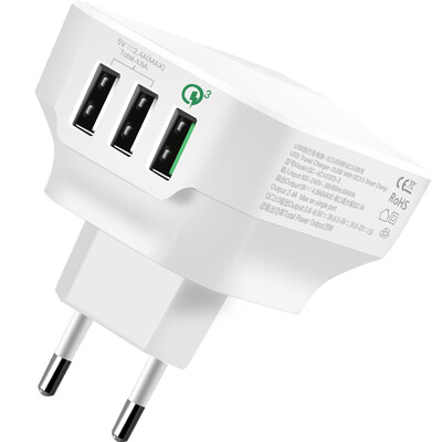 

Британский Терман (Etman) Бизнес Европейского стандарта USB зарядного штепсель три Европы EURO Германия и Южная Корея Таиланд путешествия зарядного устройство поддержки подключите QC3.0