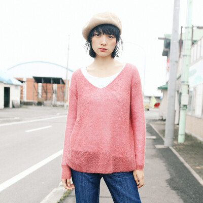 

And with pure Raincun C6148 mohair sweater v-neck loose straight casual soft sister wool sweater dark red L C6148R70L