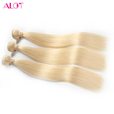 

Alot Hair Color 613 Light Blonde Straight Peruvian Virgin Hair 3 Bundles Lot Straight Human Weaving