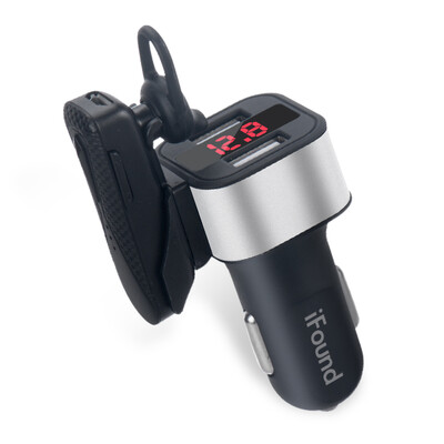 

ifound автомобильный Bluetooth-гарнитура музыкальный плеер автомобильное зарядное устройство F118 dual usb two с Blue