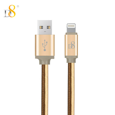 

D8 MFI certification Apple data line leather braided fast charging power cord iPhone8X / 7plus / 6s / 6 / 5s charging data cable 1 meter yellow