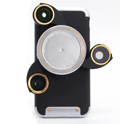 

Zyllus Apple iphone8plus phone case bracket camera lens wide-angle fisheye macro polarization 4-in-1 lens set black