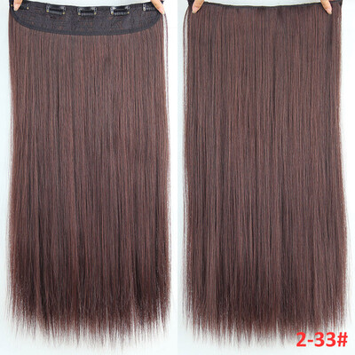 

22 inch55cm Long Straight Women Clip in Hair Extensions Black Brown High Tempreture Synthetic Hairpiece