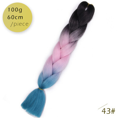

AISI HAIR 100gpcs 24inch Kanekalon Jumbo Braids Hair Ombre Two Tone Colored Synthetic Hair for Dolls Crochet Hair