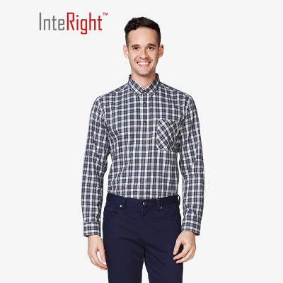 

INTERIGHT1 Wool Mens Elegant Check Flannel Shirt Lange 39 Yard