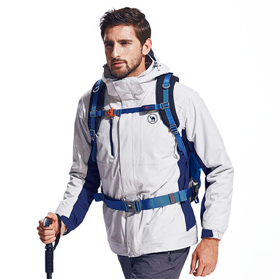 

Camel outdoor outdoor jacket two-piece three-in-one jacket waterproof warm P7W270706 light gray dark blue  male