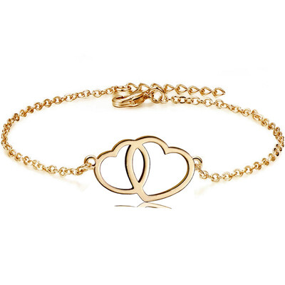 

YISHIZHIAI Double Heart Pendant Love Necklace Simple Pendant Chain 4495