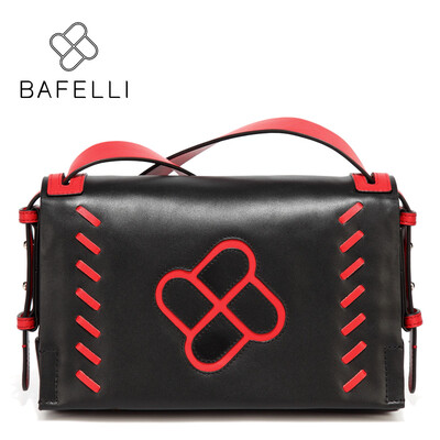 

BAFELLI genuine leather shoulder bag autumn&winter new arrival crossbody bag vintage weave postman bag red black womens bag