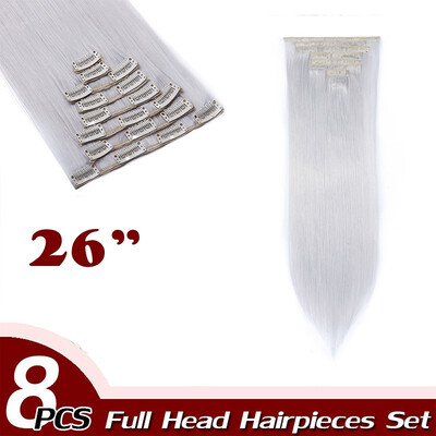 

Curly Full Head Clip Synthetic in Hair Extensions 8 Piece 18 Clips Hairpiece Long Wave for Women