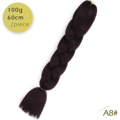 

AISI HAIR 100gpcs 24inch Kanekalon Jumbo Braids Hair Ombre Two Tone Colored Synthetic Hair for Dolls Crochet Hair