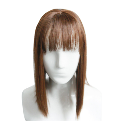 

Synthetic Hair Clip in Hair Piece Women Straight Replacement Topper Wig with Flat Thin Bang