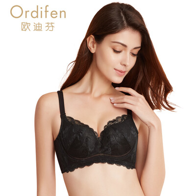 

Ou Difen gathered bra bra sexy lace ladies bra bra underwear XB7131 champagne skin 3475B