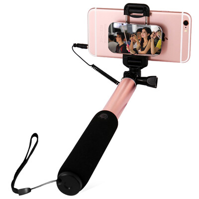 

Biya Zi BIAZE U27 wire-controlled Selfie bar rose gold rearview mirror telescopic self-stick small mirror self-timer for Apple Samsung millet Huawei mobile phone