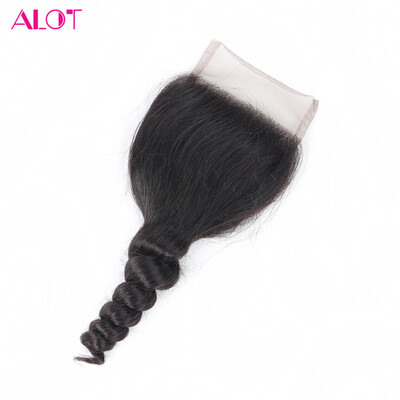 

ALOT Hair Brazilian Loose Wave Closure Human Hair 4*4 Lace Closure Free Part With Baby Hair 8-18 Inch Free Shipping