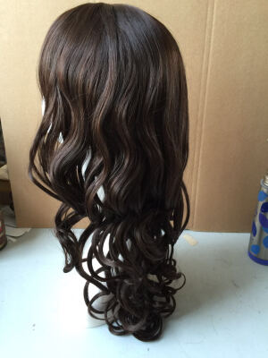 

Bond synthetic wig #2/33 color wavy synthetic hair machine made hair wig with side bangs