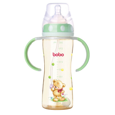 

Le Bao bobo bottle wide caliber with straw with handle baby baby PPSU bottle 300ml green for more than 12 months