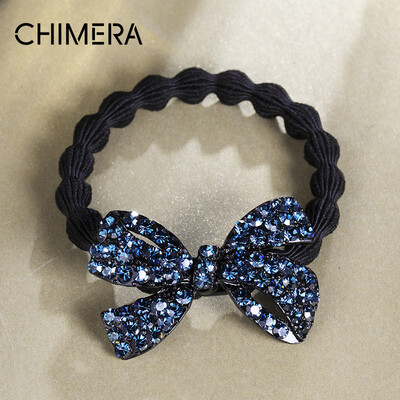 

Chimera Hair Accessories Headdress Lightweight Bow Full Diamond Hairband Hair Cord Rubber Dark Blue