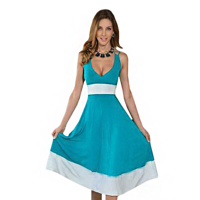 

Lovaru ™New 2015 fashion summer women dress Deep v-neck sexy sleeveless knee-length dress