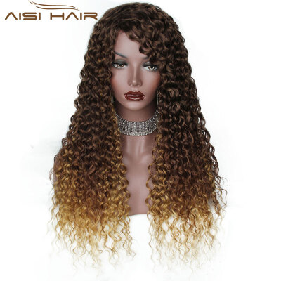 

AISI HAIR 14 "Коричневый и блондин парик Длинные вьющиеся синтетические парики длинные волосы для черной шерсти