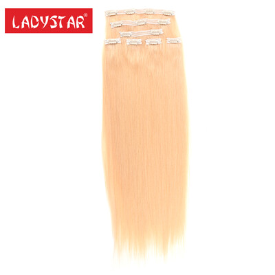 

LADYSTAR Клип в наращивании человеческих волос Чистые цвета Блондинки 100% Remy Человеческие волосы Зажимы для волос Remy 7 шт / с