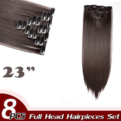 

Curly Full Head Clip Synthetic in Hair Extensions 8 Piece 18 Clips Hairpiece Long Wave for Women