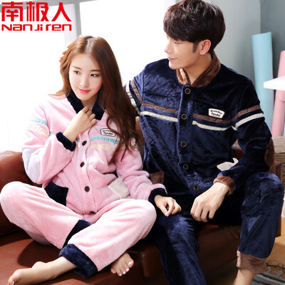 

Nanjiren men&women pajamas set flannel long-sleeved pajamas