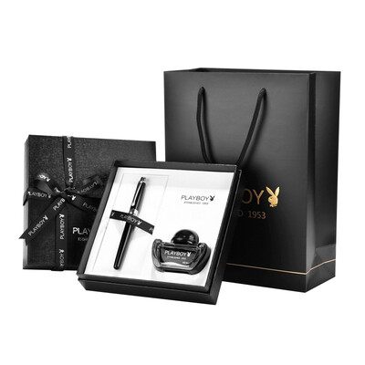 

Playboy (PLAYBOY) elegant pure black and white clip pen / ink pen + ink gift set-P1009