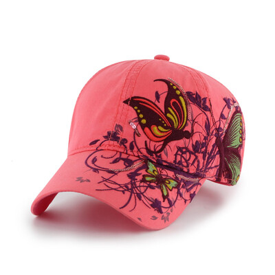 

LACKPARD Girl Butterfly Embroidered Baseball Cap Spring Summer Lady Outdoor Fashion Sunshade Hat 3 Clours