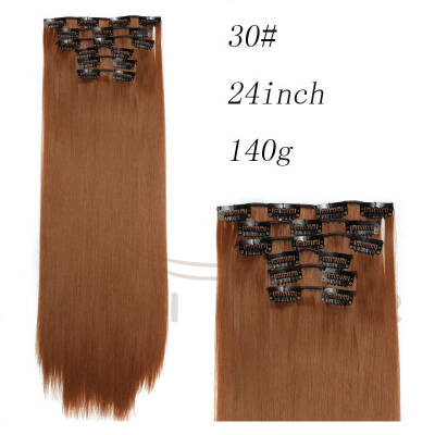 

AISI HAIR Blond Synthetic Clips in Hair Extension Long Straight 22" 140g 16 Clips False Hair pieces Brow Black White Color