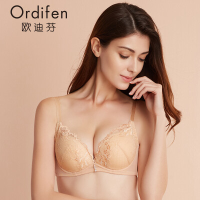 

Ou Difen water bag bra elegant water bag gathered bra beauty back underwear XB6132 brown 3475A