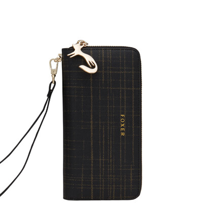 

Golden Fox FOXER leather wallet fashion large capacity ladies clutch bag Europe&the United States trend wallet 241044F4A1 black