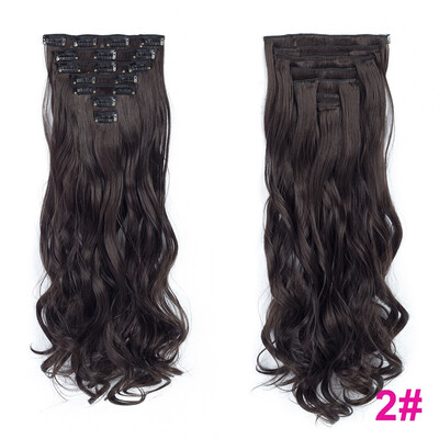 

7pcsset Clip in Hair Extensions 20inch Long Wavy Heat Resistant Kanekalon Synthetic Hairpiece Gifts for Girl Lady Women