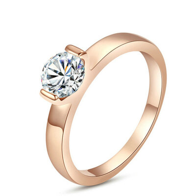 

Yoursfs® 18K Rose Gold Plated 05ct Simulated Diamond Promise Ring Use Austrian Crystal Fashion Jewelry
