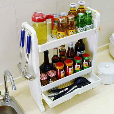 

Bao Youni Kitchen Shelves Shelves Floor 2 store shelves Condiment shelves Bathroom cosmetics boxes Desktop finishing shelves DQ1402-1