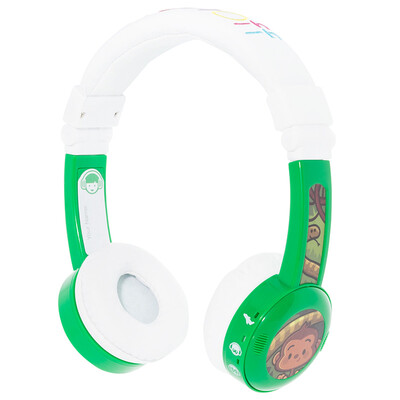 

BUDDYPHONES InFlight Student Kids Headphones Travel Edition Fold-in Microphone Learning English Protect Listening Kids Cute Gifts Green