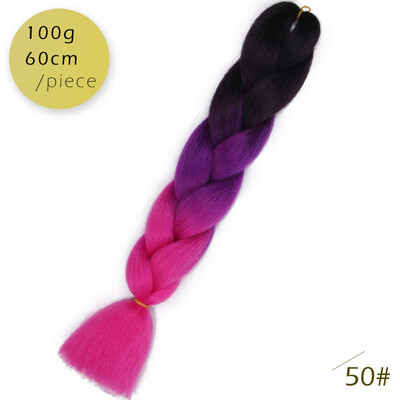 

AISI HAIR 100gpcs 24inch Kanekalon Jumbo Braids Hair Ombre Two Tone Colored Synthetic Hair for Dolls Crochet Hair