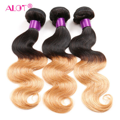 

Alot Hair Products Brazilian Virgin Human Hair Body Wave Ombre 1b/27 Two tone Color 3 Bundle /Lot