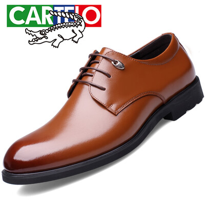

CARTELO British leather men&39s shoes business dress shoes casual men&39s low to help tie the shoes men 1511 brown plus cotton version 43