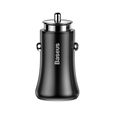 

Baseus Car Charger Cigarette Lighter 48A Metal Mini Light Small Double USB Apple Xiaomi Samsung Huawei Tablet Black