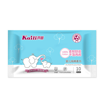 

Kaili Baby Cotton Towel Paper Dry&Wet Towel Portable Handkerchief Paper 10 Pieces Pack KMJ1010