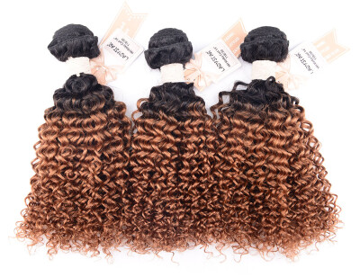 

Kinky Curly Hair by LADYSTAR Real Human Hair Weave Ombre Hair Bundles Curly Hair Extension 100% Unprocessed Human Hair