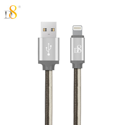 

D8 MFI Certified Apple Data Cord Leather Knitting Fast Charge Source iPhone8X7plus6s65s Charging Data Cable 1 Meter Gray