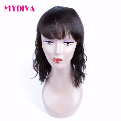 

Mydiva Brazilian Non-remy Human Hair Wig Natural Wave 130% Density  Lace Wig With Natural Color Free Shipping